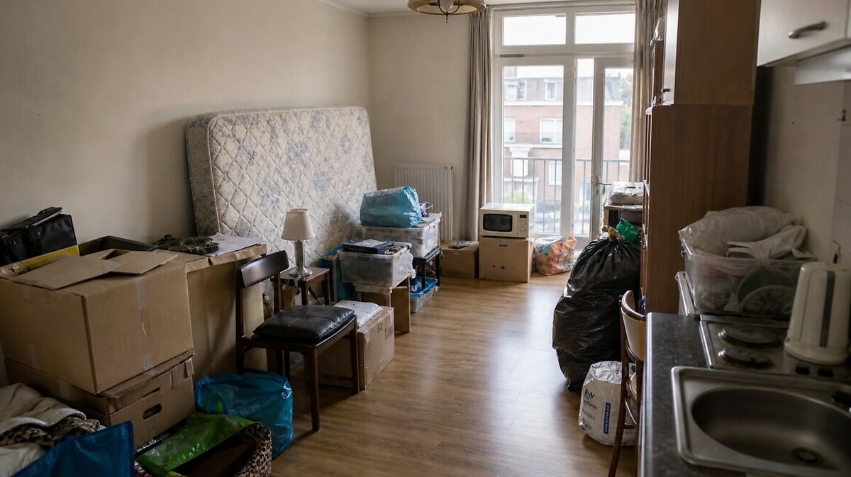 Avant le projet de débarras à Geel - Appartement libéré après départ en maison de repos
