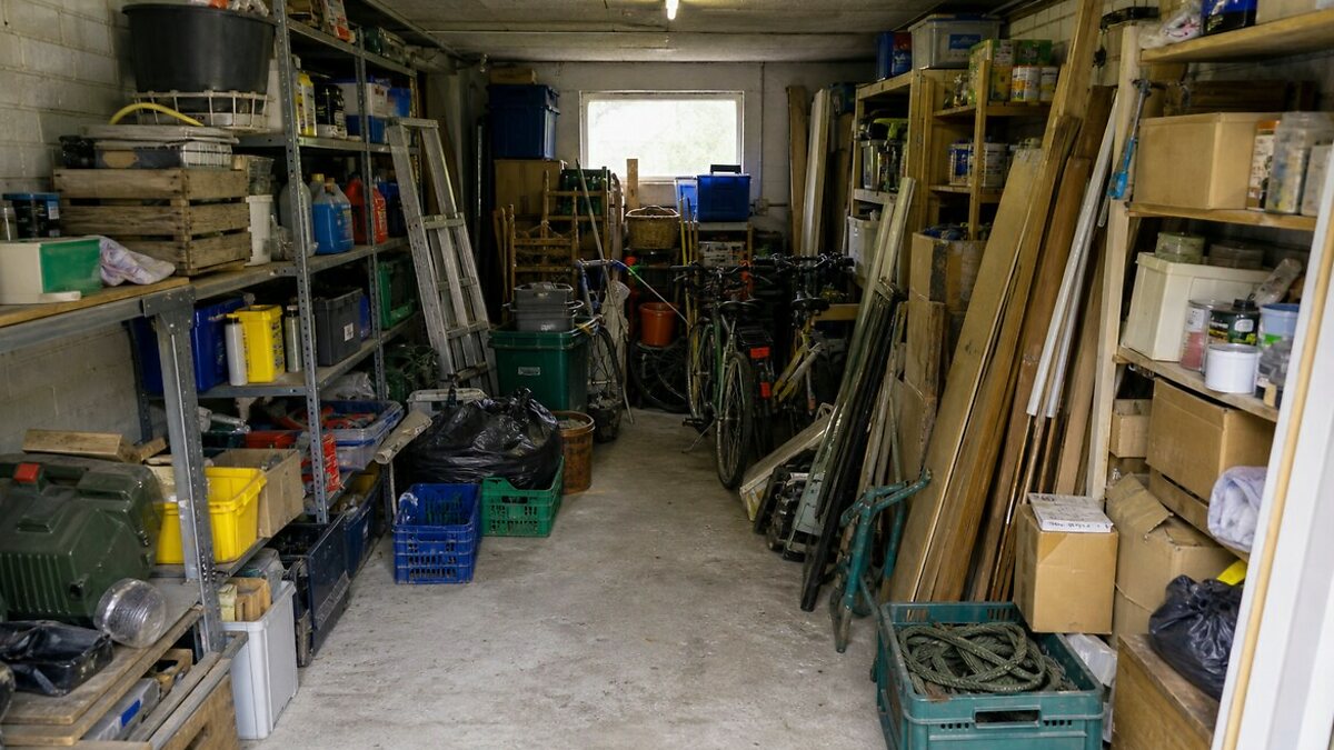 Avant le projet de débarras à Genk - Garage et réserve libérés pour nouvel aménagement