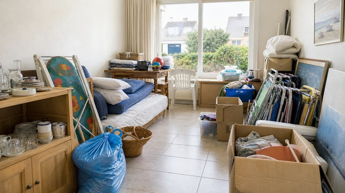 Avant le projet de débarras à Bruges - Maison brugeoise vidée avec accès étroit