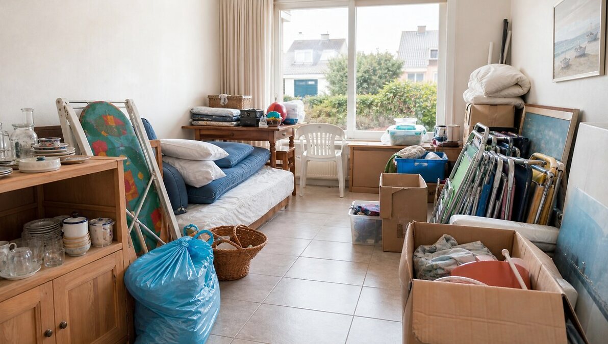 Avant le projet de débarras à Middelkerke - Bureau de résidence transformé en chambre libre