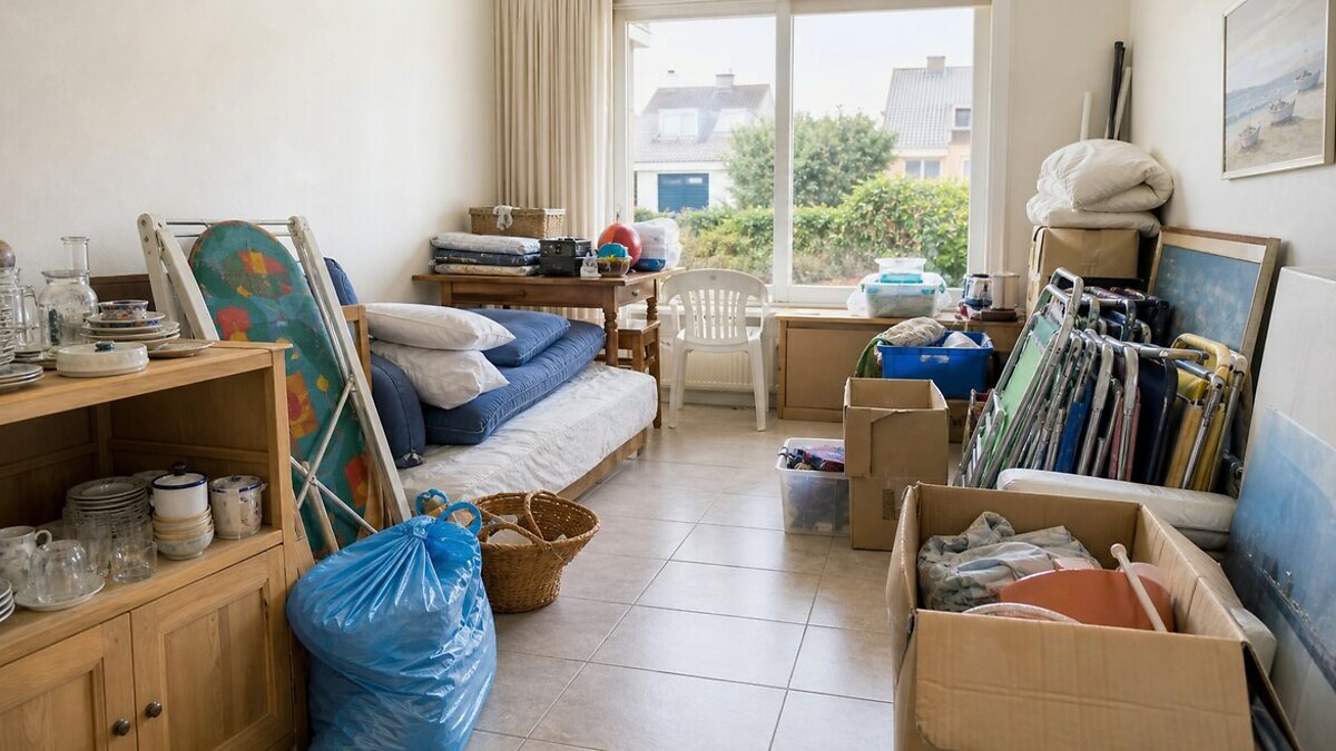 Avant le projet de débarras à Ostende - Séjour et chambres vides avant location